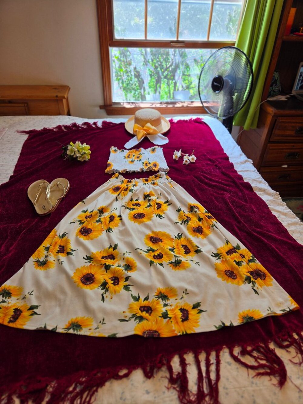 ADORABLE SUNFLOWER 2 PIECE SET COTTON MIDI XS-S